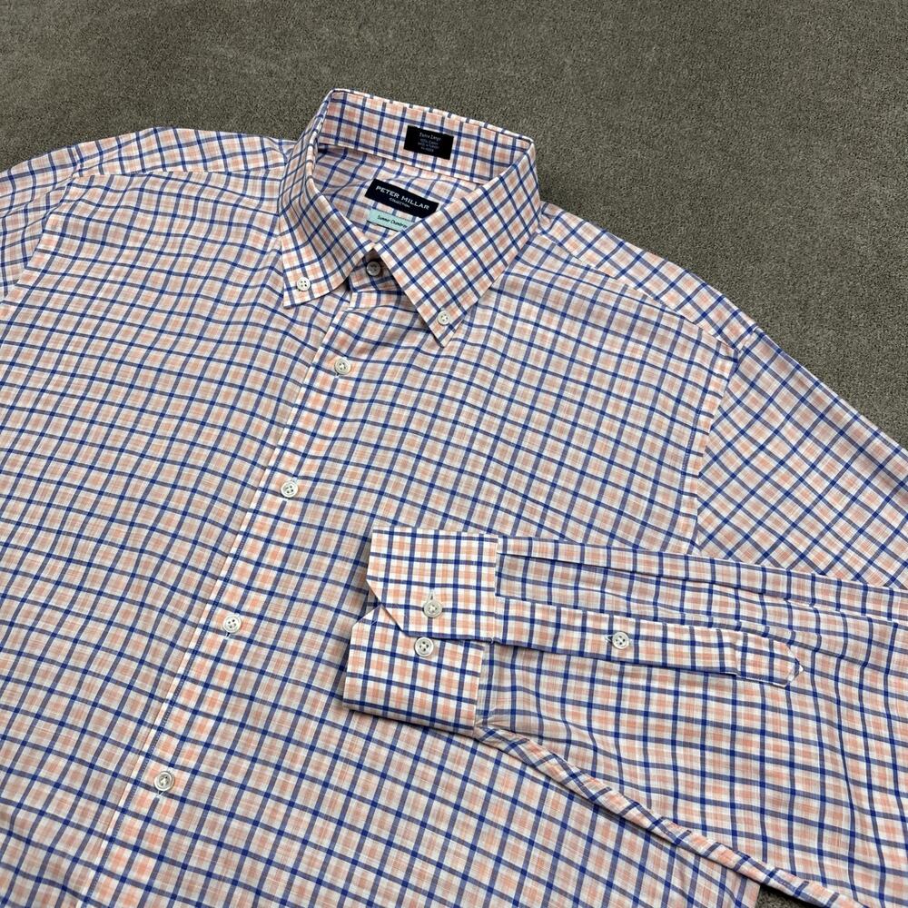 Peter Millar Shirt Mens XL Button Down Long Sleeve Summer Chambray Lightweight